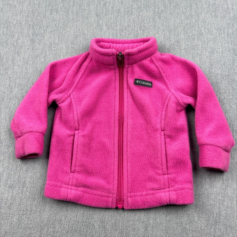 Columbia Jacket Baby Girls 6-12M Pink Benton‎ Springs Fleece Zip Up Long Sleeves